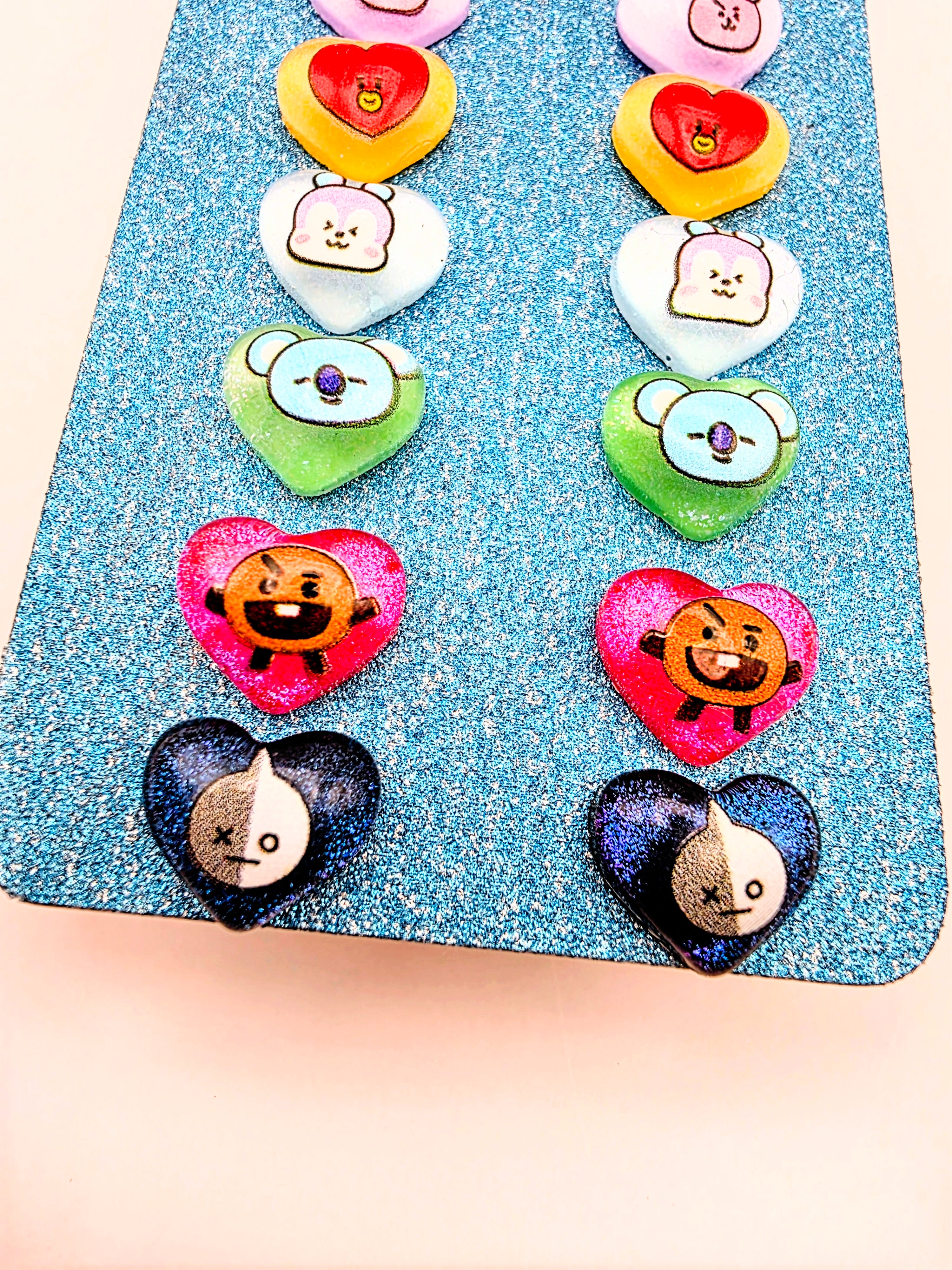 BT21 Inspired Heart Earrings