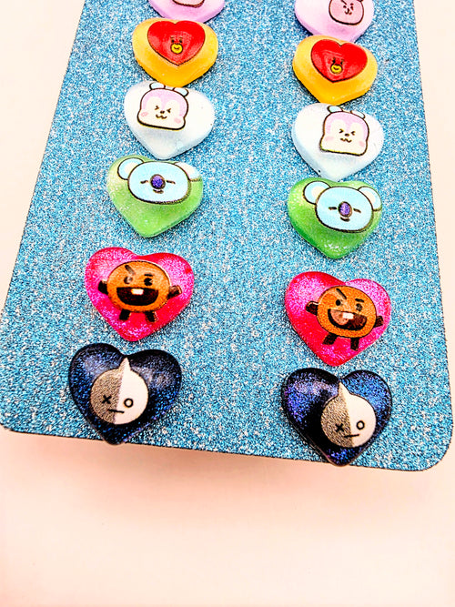BT21 Inspired Heart Earrings